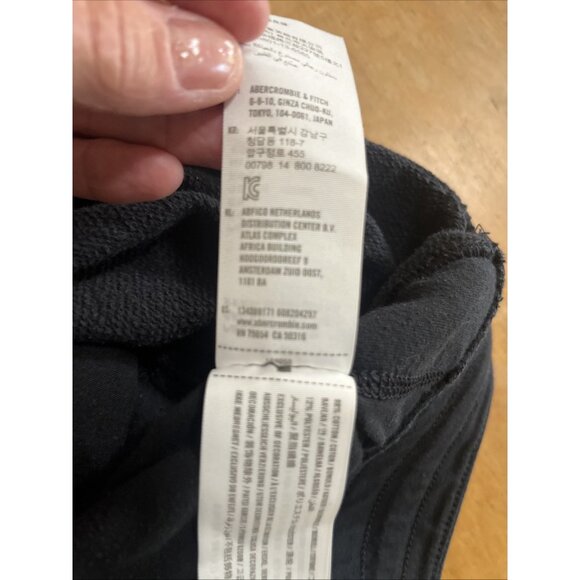 Abercrombie&Fitch Joggers Pants Womens L Black Fleece Elastic Waist Logo - Picture 11 of 12